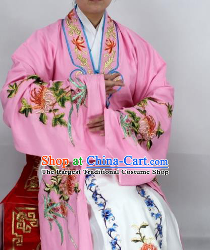 Chinese Ancient Princess Embroidered Chrysanthemum Pink Dress Traditional Peking Opera Diva Costume for Women