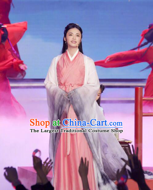 Traditional Chinese Spring Festival Gala Dance Hanfu Dress Ancient Peri Replica Costume for Women