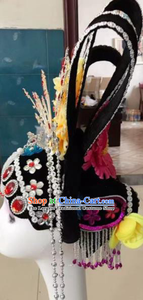 Chinese Traditional Beijing Opera Peri Wigs and Hairpins Headwear Peking Opera Diva Hair Accessories for Women