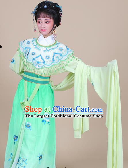 Chinese Traditional Shaoxing Opera Peri Princess Green Embroidered Dress Beijing Opera Hua Dan Costume for Women