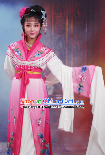 Chinese Traditional Huangmei Opera Nobility Lady Embroidered Rosy Dress Beijing Opera Hua Dan Costume for Women