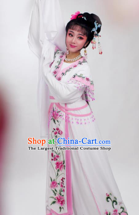 Chinese Traditional Huangmei Opera Embroidered Pink Peony Dress Beijing Opera Hua Dan Costume for Women