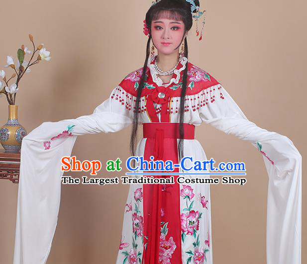 Chinese Traditional Shaoxing Opera Nobility Lady Embroidered Red Dress Beijing Opera Hua Dan Costume for Women