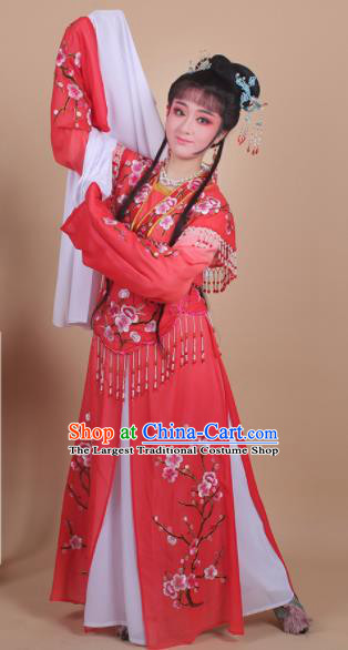Chinese Traditional Shaoxing Opera Embroidered Plum Blossom Red Dress Beijing Opera Princess Hua Dan Costume for Women