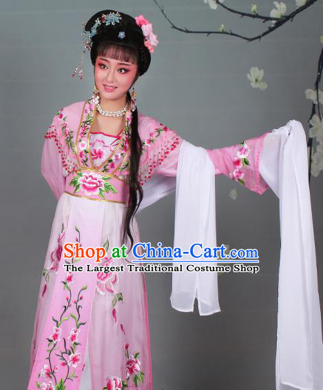 Chinese Traditional Shaoxing Opera Hua Dan Embroidered Pink Dress Beijing Opera Nobility Lady Costume for Women