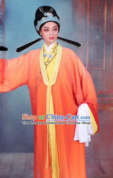 Chinese Traditional Peking Opera Scholar Orange Robe Beijing Opera Niche Costume for Men