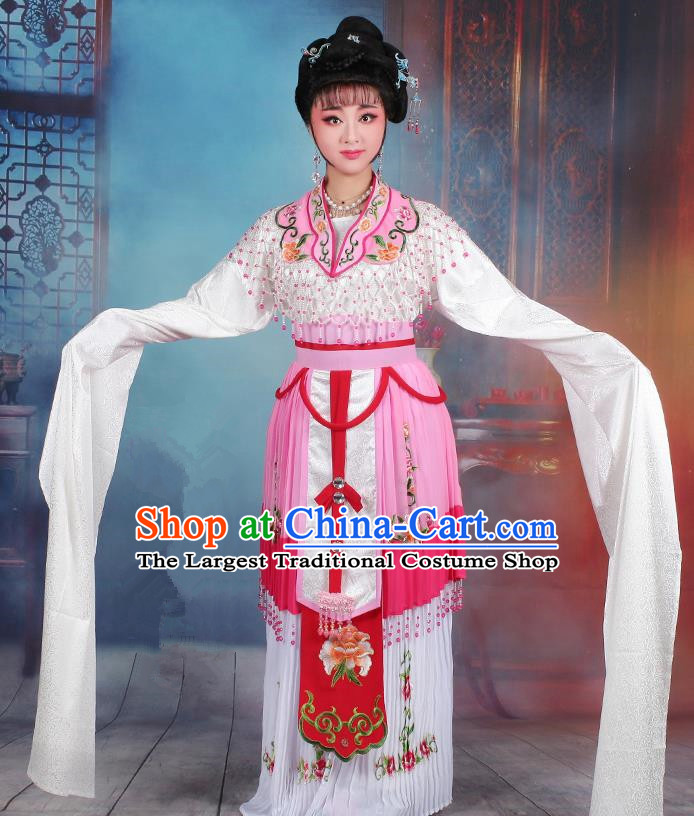 Chinese Traditional Shaoxing Opera Hua Dan Princess Embroidered Pink Dress Beijing Opera Peri Costume for Women