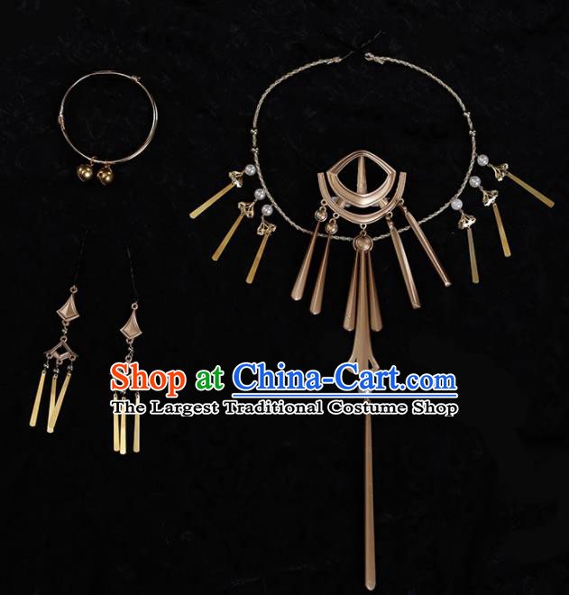 Chinese Traditional Jewelry Accessories Ancient Princess Necklace and Earrings for Women