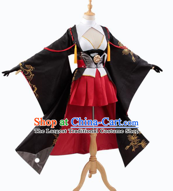 Traditional Halloween Cosplay Swordswoman Costume Chinese Ancient Heroine Black Hanfu Dress for Women