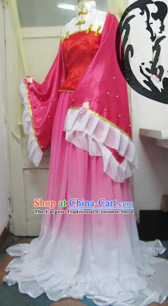 Chinese Traditional Cosplay Costume Ancient Peri Pink Hanfu Dress for Women