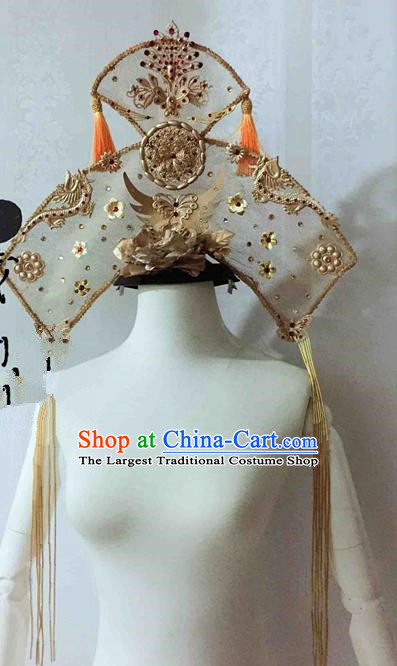 Chinese Traditional Golden Phoenix Coronet Ancient Imperial Consort Hair Accessories Hairpins for Women