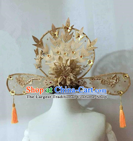 Chinese Traditional Golden Peony Phoenix Coronet Ancient Imperial Consort Hair Accessories Hairpins for Women