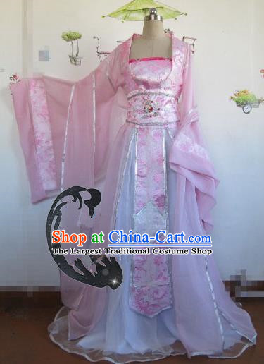 Chinese Traditional Cosplay Princess Costume Ancient Peri Pink Hanfu Dress for Women