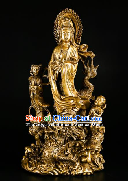 Chinese Traditional Feng Shui Items Buddhism Brass Goddess of Mercy Decoration