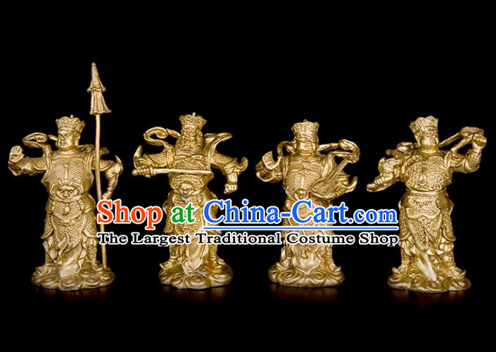 Chinese Traditional Feng Shui Items Bagua Brass Decoration Four Heavenly Kings Bronze Statue
