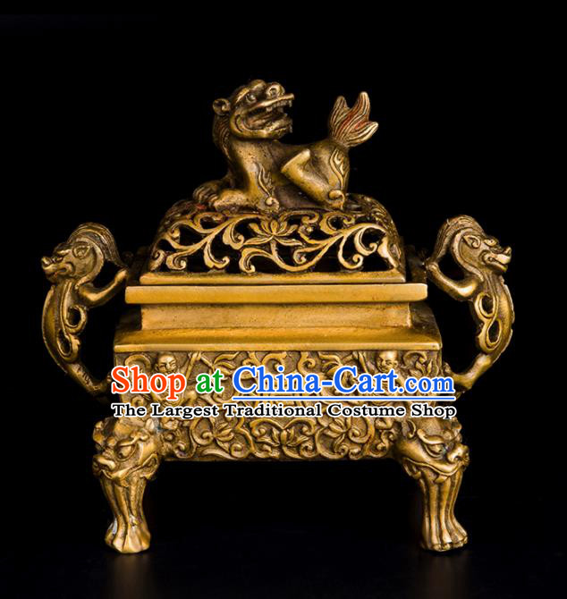 Chinese Traditional Feng Shui Items Bagua Censer Decoration Taoism Brass Incense Burner
