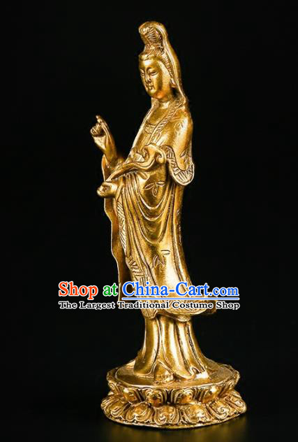 Chinese Traditional Feng Shui Items Buddhism Brass Avalokitesvara Statue Decoration