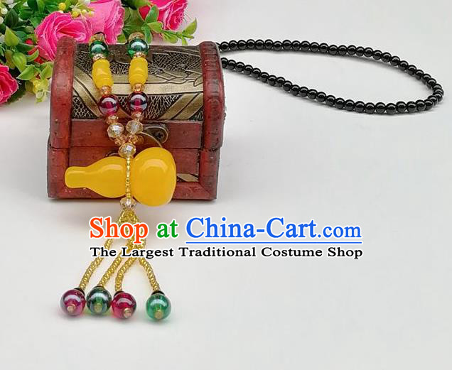 Chinese Traditional Ethnic Jewelry Accessories Beeswax Cucurbit Tassel Necklace for Women