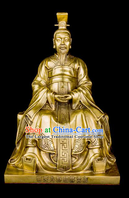 Chinese Traditional Feng Shui Items Bagua Decoration King Wen of Zhou Brass Statue