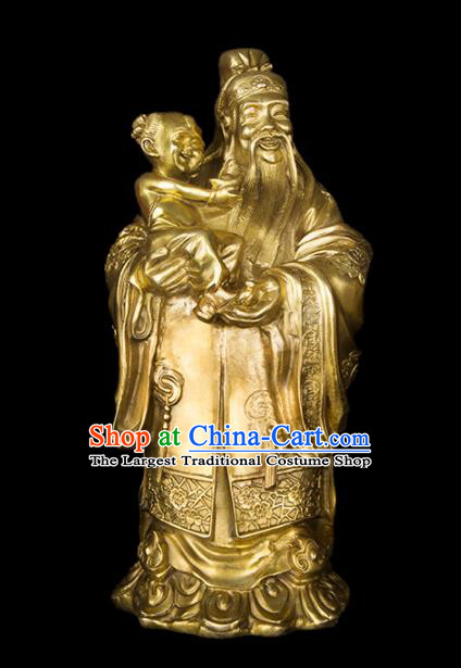 Chinese Traditional Feng Shui Items Taoism Bagua Brass Fortune God Statue Decoration