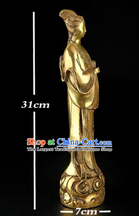 Chinese Traditional Feng Shui Items Brass Goddess Statue Decoration