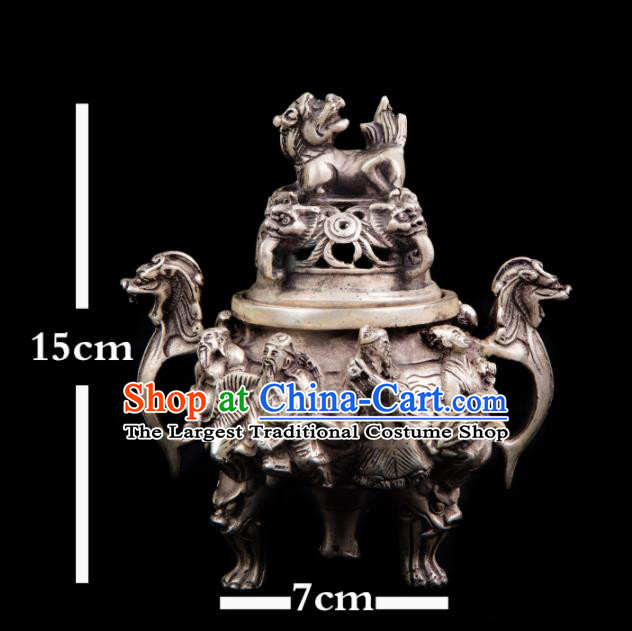 Chinese Traditional Taoism Bagua Cupronickel Eight Immortals Incense Burner Feng Shui Items Censer Decoration
