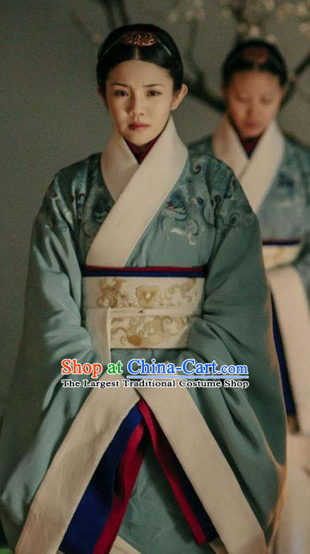 Drama The Lengend of Haolan Chinese Ancient Warring States Period Court Maid Historical Costume and Headpiece for Women