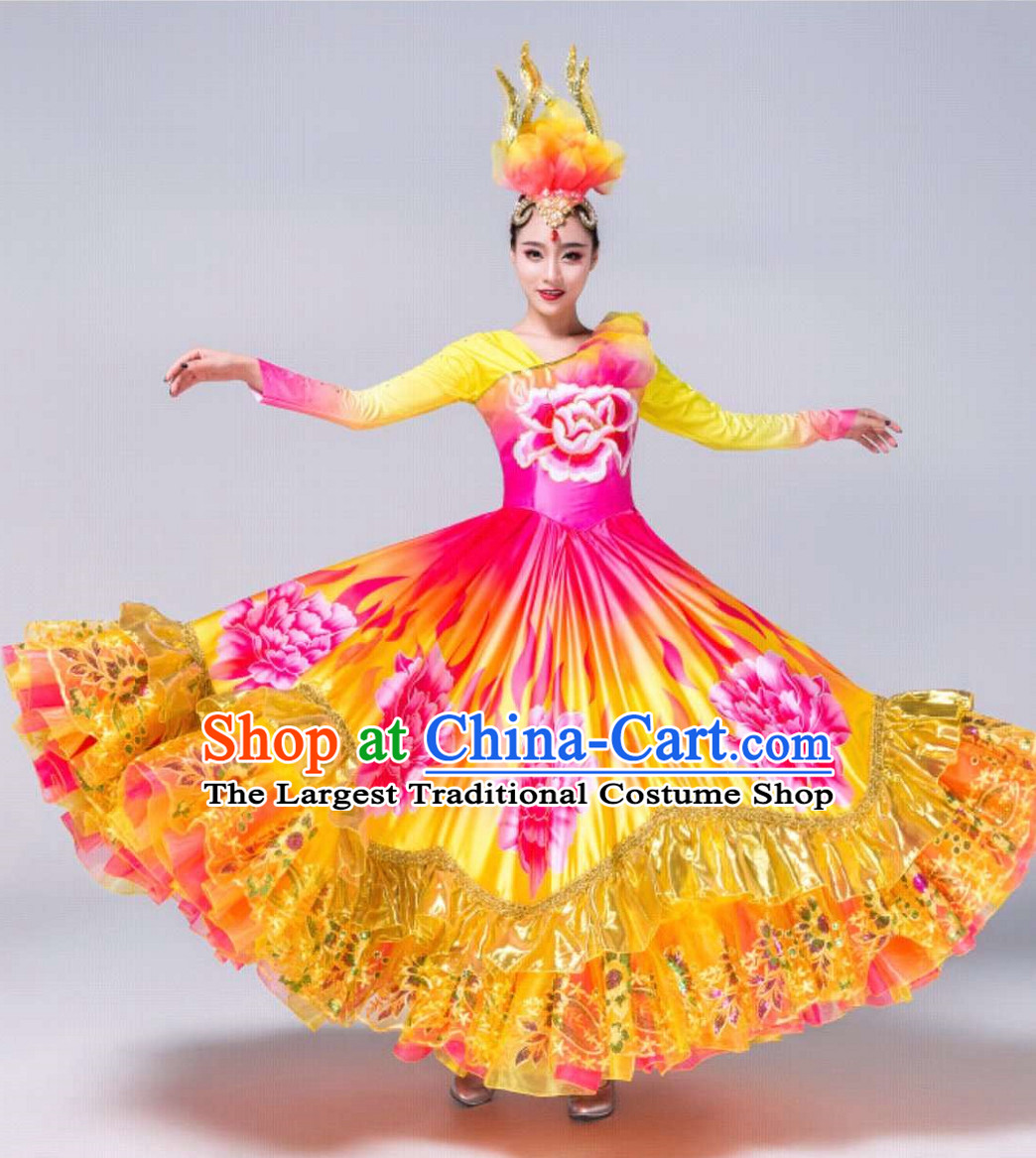 Free Shipping Brand New Traditional Chinese Dance Costumes Complete Set