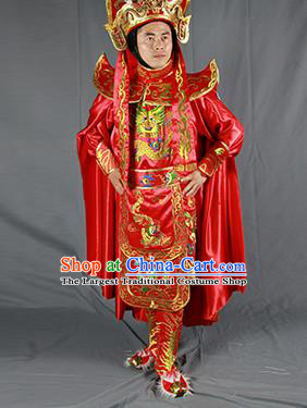 Chinese Traditional Sichuan Opera Embroidered Red Costume Face Changing Clothing Complete Set for Men