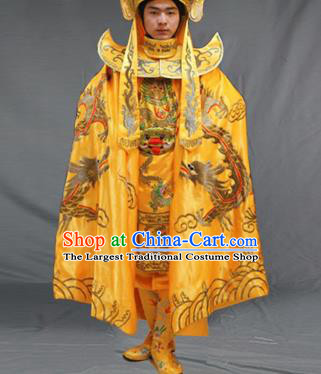 Chinese Traditional Sichuan Opera Embroidered Yellow Costume Face Changing Clothing Complete Set for Men