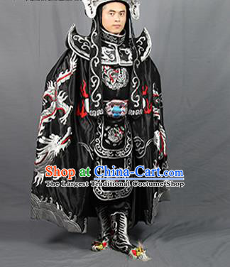 Chinese Traditional Sichuan Opera Embroidered Costume Face Changing Black Cloak and Clothing Complete Set for Men