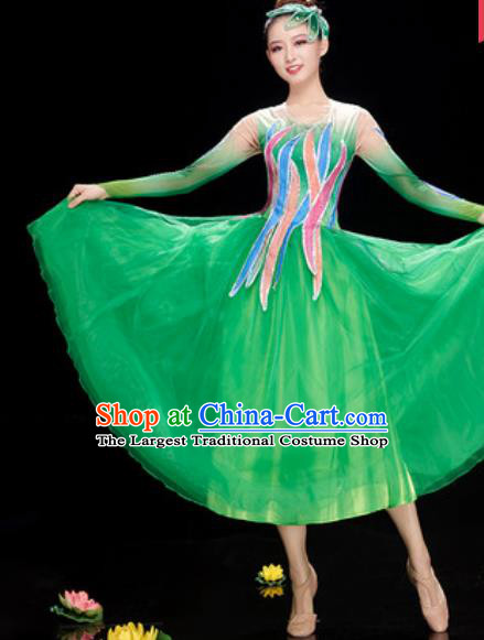 Chinese Traditional Spring Festival Gala Costume National Classical Dance Green Veil Dress for Women