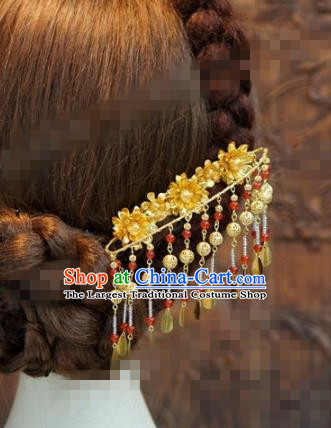 Chinese Traditional Hair Accessories Ancient Palace Tassel Step Shake Bride Golden Hairpins Headwear for Women