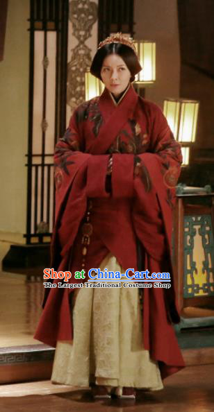 Chinese Ancient Contessa Hanfu Dress The Lengend Of Haolan Warring States Period Historical Costume and Headpiece for Women