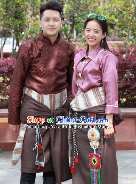 Chinese Traditional Tibetan Clothing Zang Nationality Heishui Dance Ethnic Costumes for Women for Men