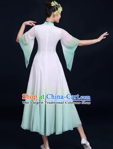 Traditional Chinese Classical Dance Light Green Dress Umbrella Dance Fan Dance Costume for Women