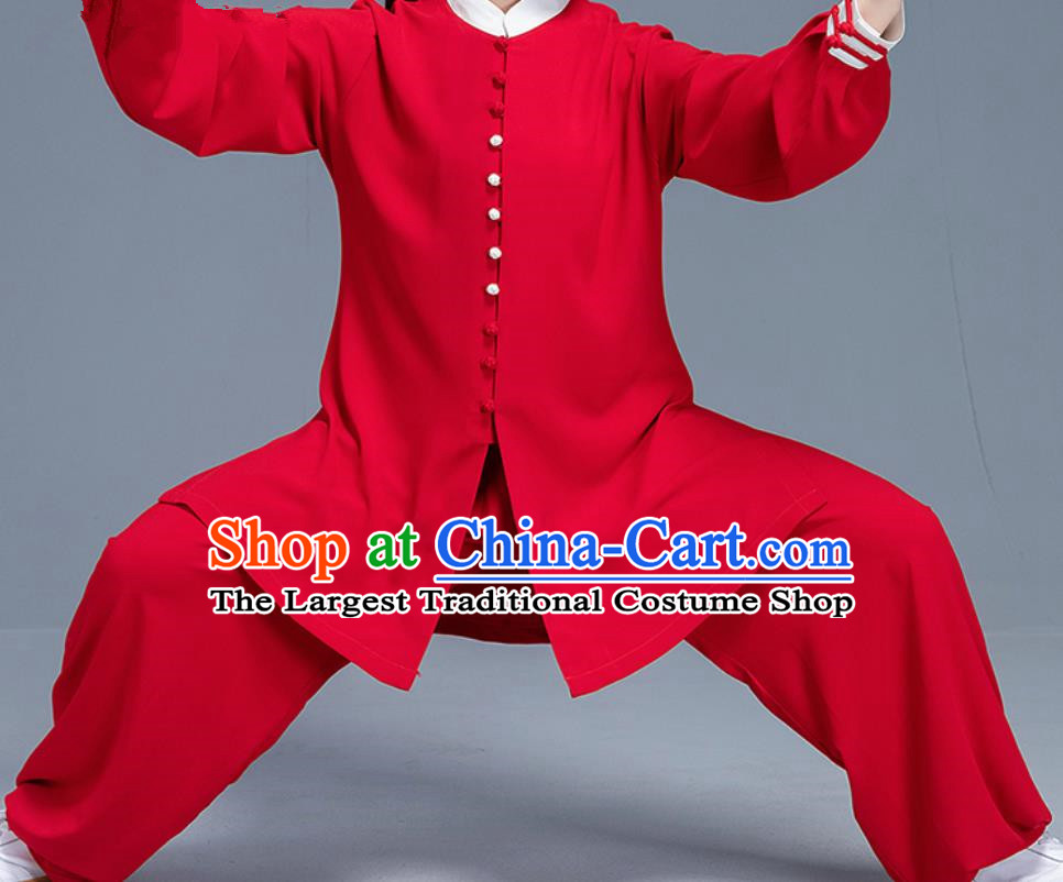 Asian Chinese Traditional Martial Arts Costume Tai Ji Kung Fu Training Red Uniform for Women