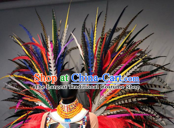 Top Grade Halloween Stage Performance Props Brazilian Carnival Colorful Feather Wings for Women