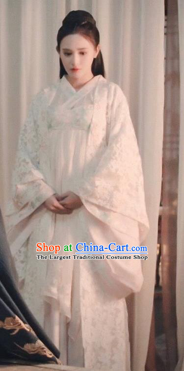 Traditional Chinese Ancient Imperial Consort White Hanfu Dress Tang Dynasty Palace Lady Embroidered Historical Costume for Women