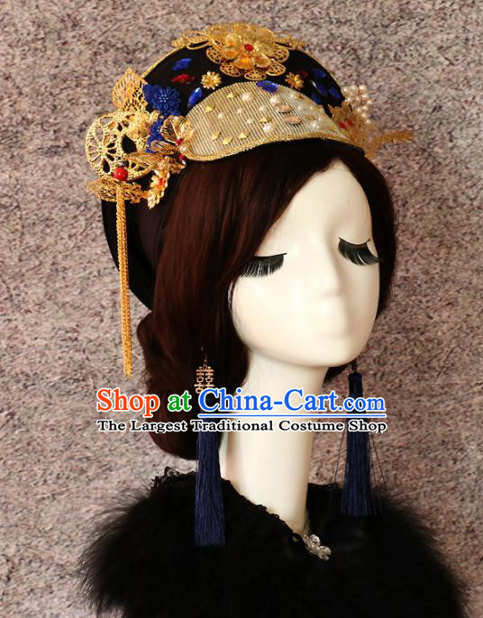 Traditional Chinese Qing Dynasty Imperial Consort Headwear Ancient Palace Manchu Queen Hair Accessories for Women