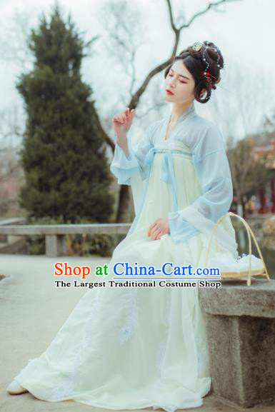 Chinese Ancient Peri Goddess Hanfu Dress Traditional Tang Dynasty Princess Costume for Women