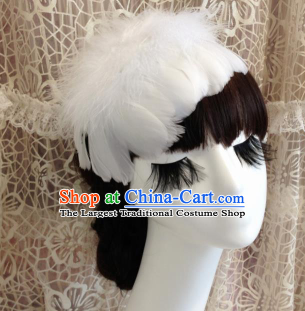 Top Grade Bride White Feather Headwear Brazilian Carnival Hair Accessories for Women
