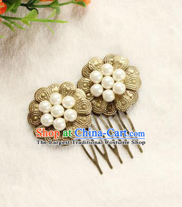 Chinese Ancient Princess Golden Hair Comb Traditional Han Dynasty Palace Hair Accessories for Women