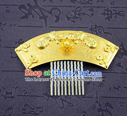 Chinese Ancient Bride Golden Hair Comb Hairpins Traditional Palace Hanfu Hair Accessories for Women