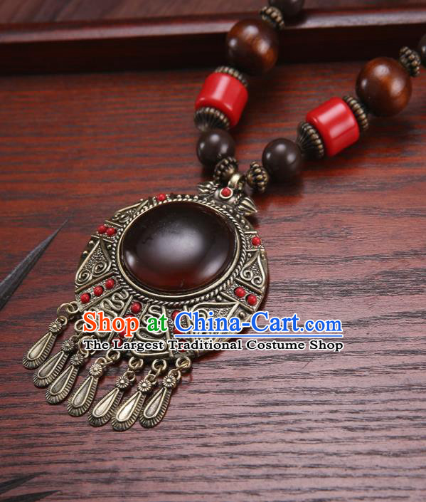 Handmade Chinese Ethnic Tibetan Necklace Traditional Zang Nationality Necklet Accessories for Women