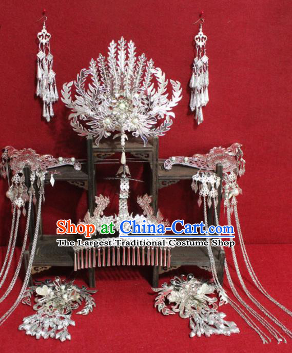Chinese Ancient Wedding Phoenix Coronet Hairpins Traditional Palace Queen Hair Accessories for Women