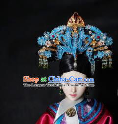 Chinese Ancient Imperial Consort Phoenix Coronet Headwear Traditional Qing Dynasty Palace Manchu Hair Accessories for Women