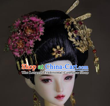 Chinese Ancient Tang Dynasty Imperial Consort Hairpins Headwear Traditional Palace Hair Accessories for Women