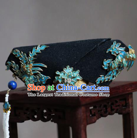 Chinese Ancient Palace Manchu Phoenix Headwear Traditional Qing Dynasty Imperial Consort Hair Accessories for Women
