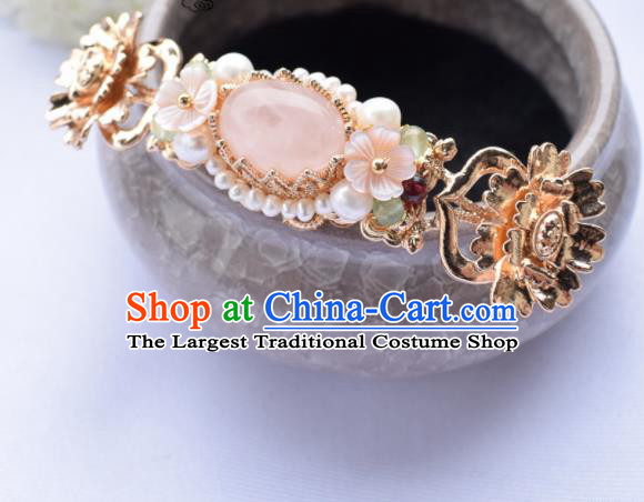 Chinese Ancient Princess Rose Chalcedony Hairpins Traditional Hanfu Hair Accessories for Women